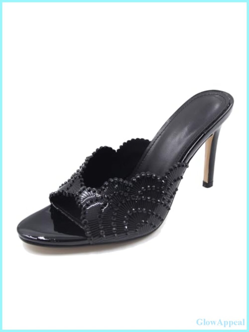 Faux Leather Open Toe Stiletto Heel Floral Rhinestone Dressy Sandals